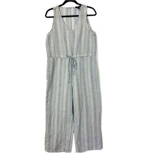 Anthropologie Drew Striped Sleeveless Linen Jumpsuit Womens Medium